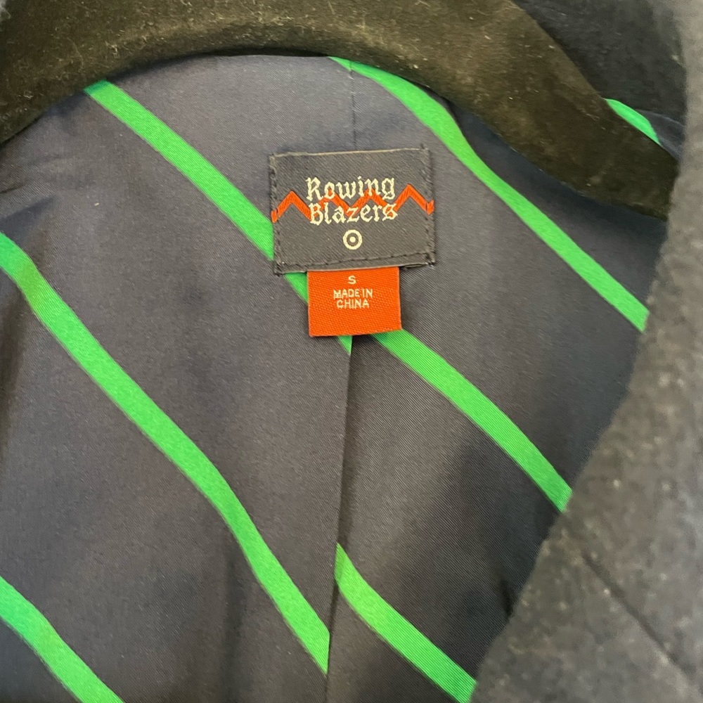 Rowing Blazers Navy Blazer with Green Stripes - Picture 4 of 7